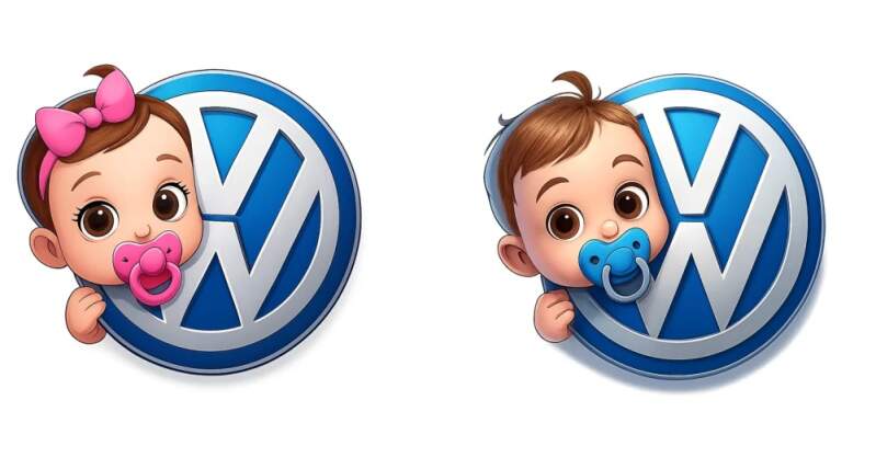Levně Samolepka volkswagen - dítě v autě (UV DTF tisk )