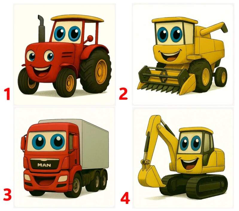 Levně Dělnické stroje cute - 4 motivy (Nažehlovačka auta)