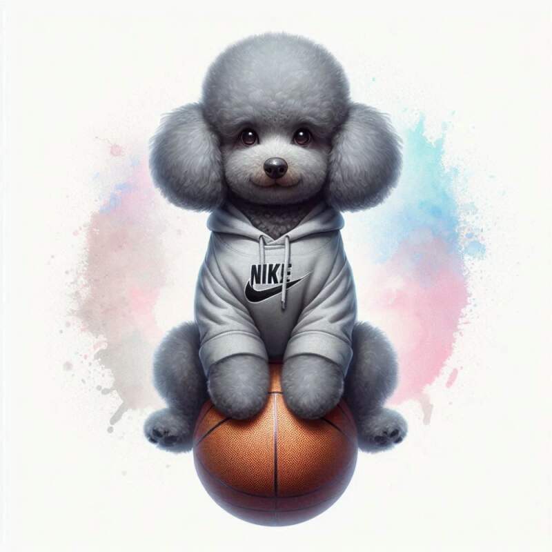 Levně Pudlík šedý cute (Nažehlovačka květiny)
