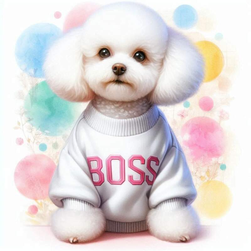 Levně Pudl bílý boss (Nažehlovačka květiny)