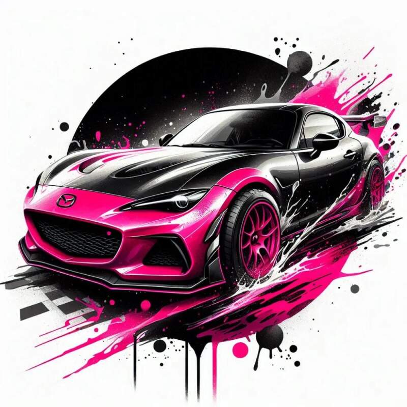 Levně Mazda RX 7 černoorůžová (NAŽEHLOVAČKA)