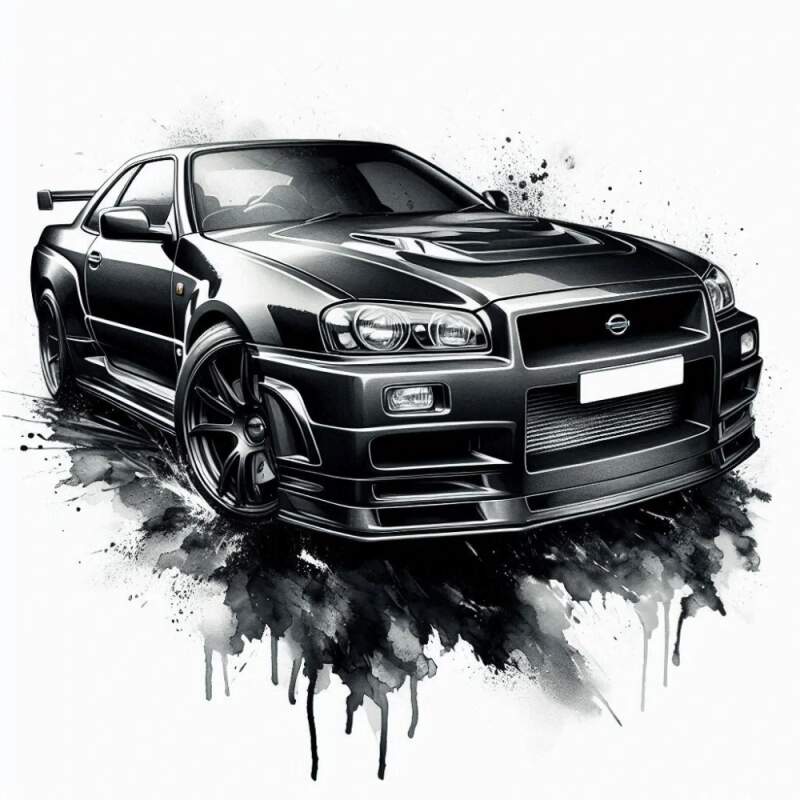 Levně Nissan skyline GT černý (NAŽEHLOVAČKA)