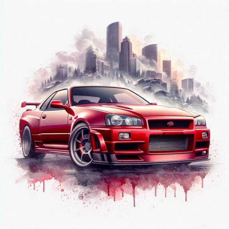 Levně Nissan skyline GT červený (NAŽEHLOVAČKA)