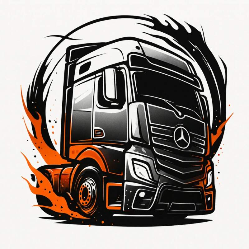 Levně Mercedes kamion kreslený (NAŽEHLOVAČKA)
