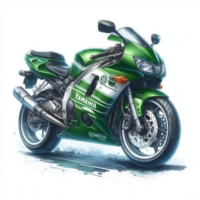 Levně Motorka Yamaha zelená (NAŽEHLOVAČKA)