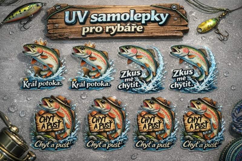 Levně Samolepky pro rybáře (UV DTF tisk na míru)