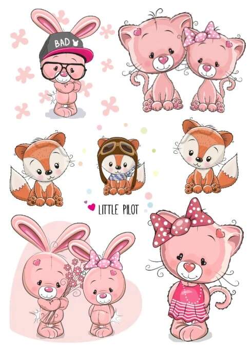 Levně Cute zvířátka (Nažehlovačky arch A4 )