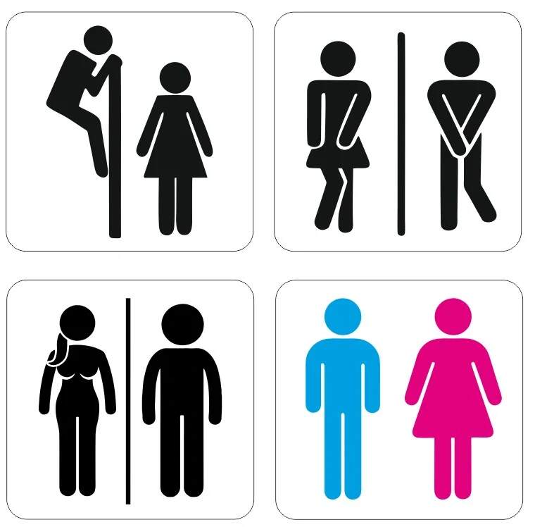 Levně UV samolepka na dveře – WC motiv (4 varianty) (UV DTF tisk )