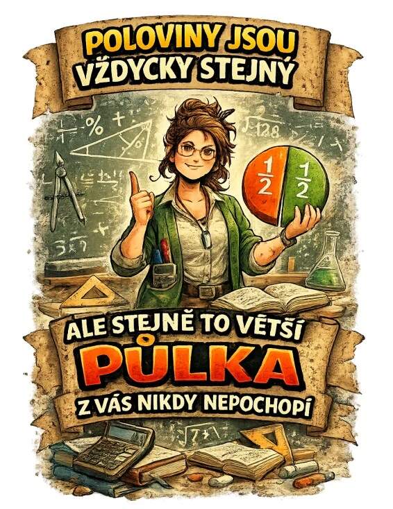 Levně Učitelka matematiky - poloviny (nažehlovačka pro učitele)