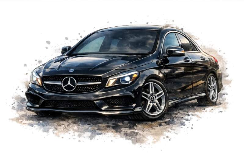 Levně Černý Mercedes CLA - 2 motivy (NAŽEHLOVAČKA)