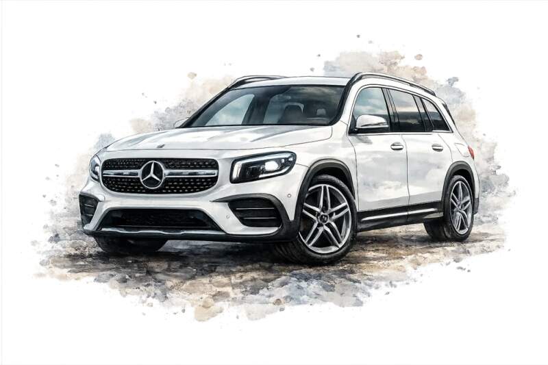 Levně Bílý Mercedes GLB - 2 motivy (NAŽEHLOVAČKA)