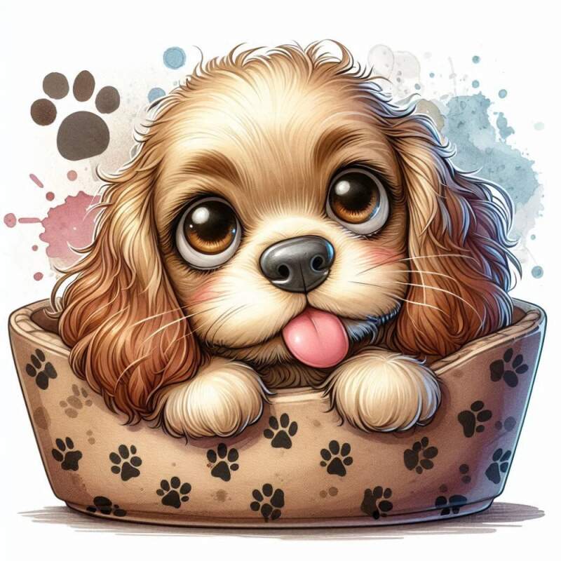 Levně Kokršpaněl karikatura cute (NAŽEHLOVAČKA)