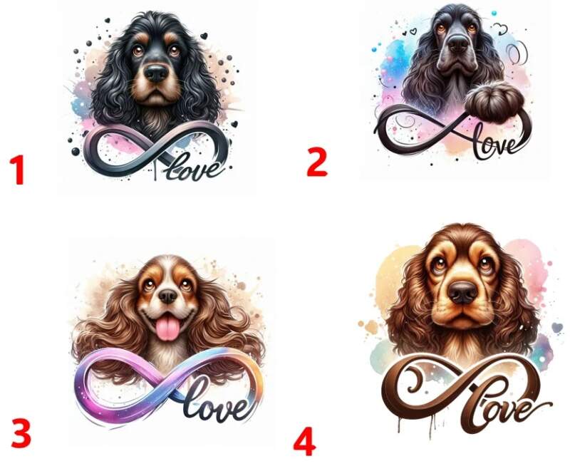 Levně Anglický kokršpaněl love - 4 motivy (Nažehlovačka pes)