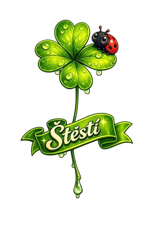 Levně Čtyřlístek štěstí s beruškou (Nažehlovačka květiny)