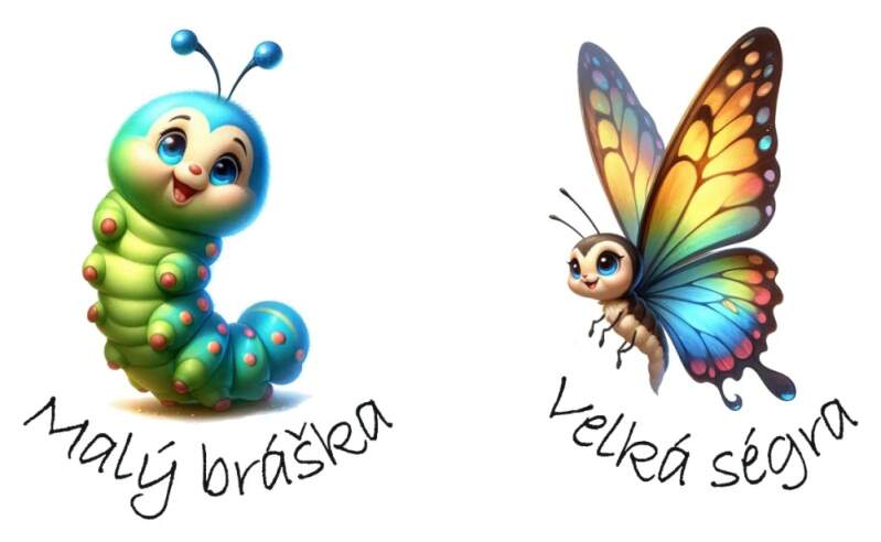 Levně Malý bráška, velká ségra - motýl (NAŽEHLOVAČKA)