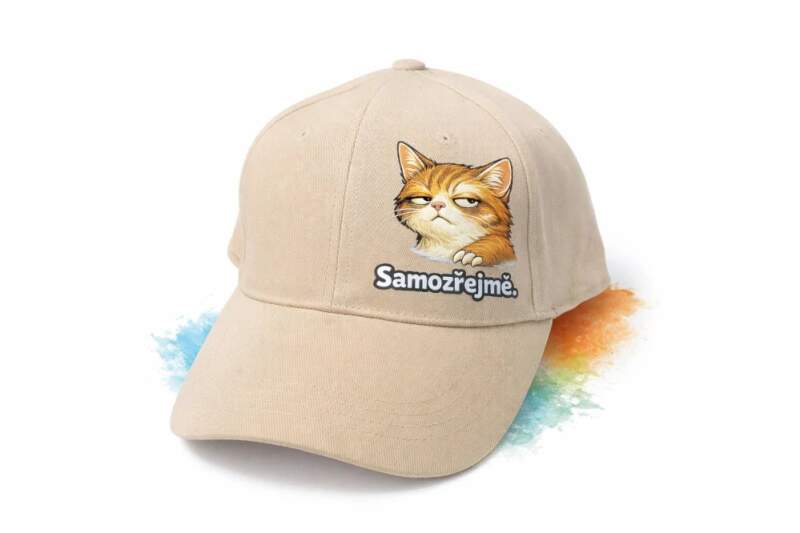 Levně ???? Kšiltovka s potiskem „samozřejmě.“ (kšiltovka s kočkou)