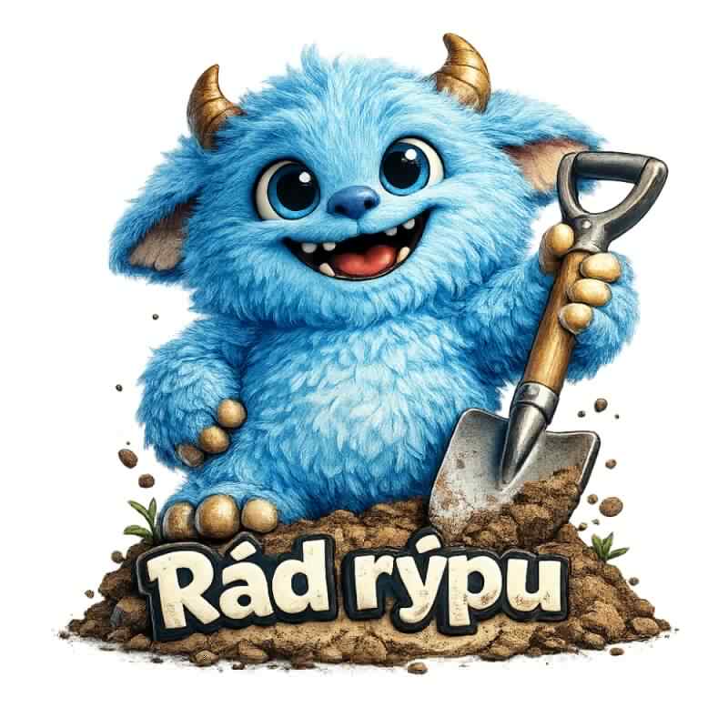 Levně Modrá příšerka - rád rýpu! (Nažehlovačka bagr)