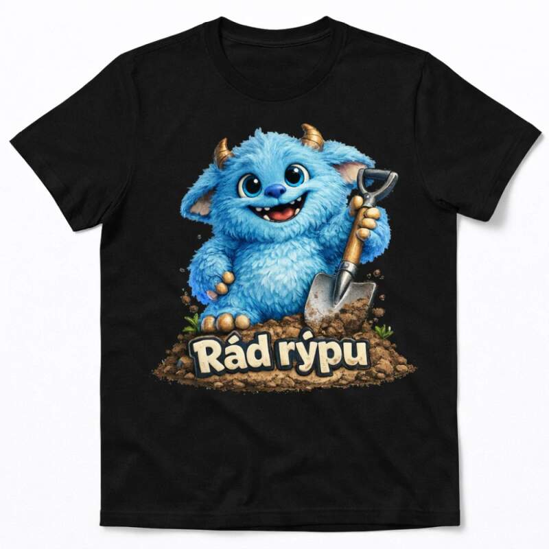 Levně Tričko - Modrá příšerka - rád rýpu! (trika se zvířátky)