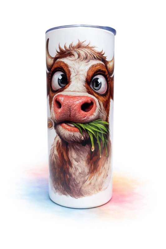 Levně Termohrnek kráva (termoska s nerezovým brčkem)
