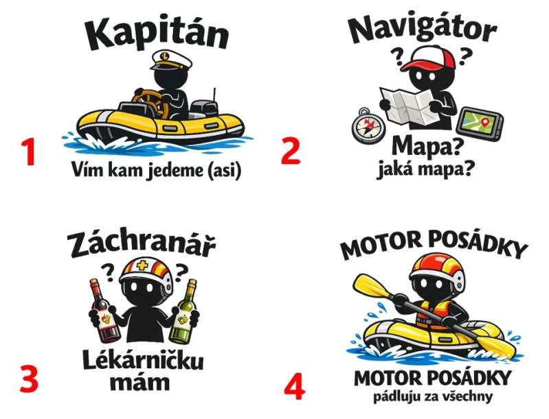 Levně Vodáci a role v partě - 4 motivy (Nažehlovačka pes)