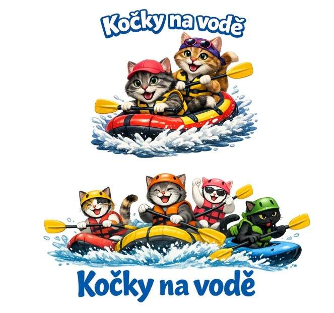 Levně Kočky na vodě - 2 motivy (nažehlovačka pro vodáky)