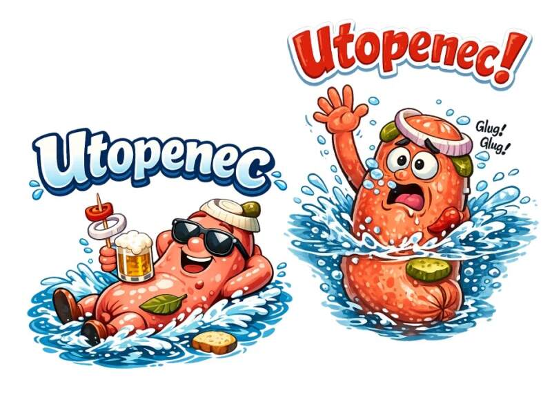 Levně Utopenec - 2 motivy (nažehlovačka pro vodáky)