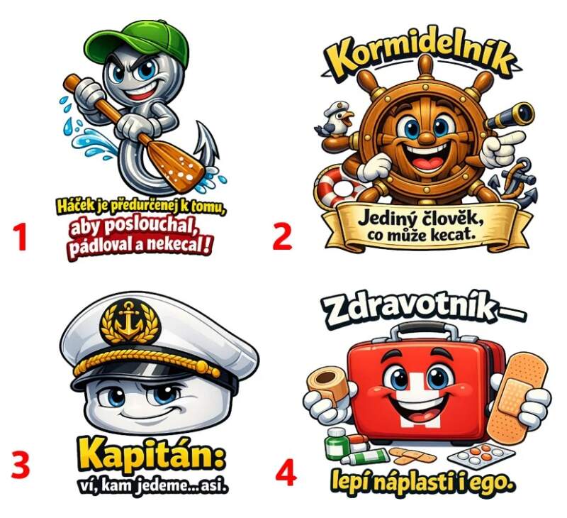 Levně Vodáci a funkce v partě - 4 motivy (Nažehlovačka pes)