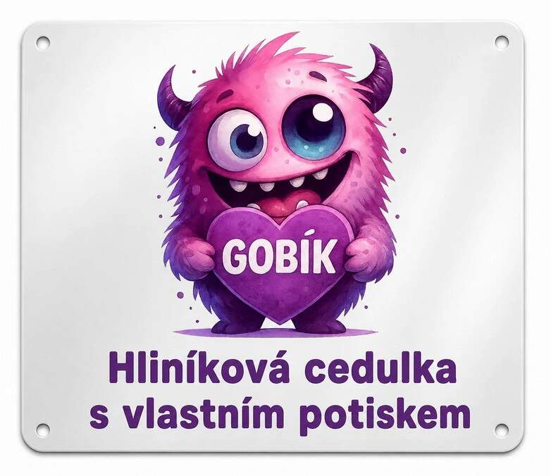 Levně Hliníková cedulka s vlastním potiskem (hliníková cedulka - tady bydlím já)