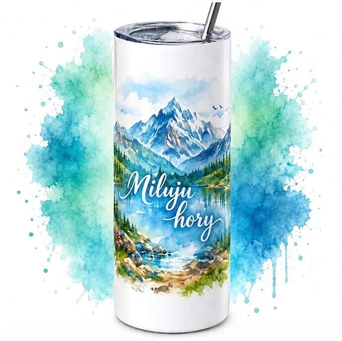 Levně Termoska Miluju hory (termoska s nerezovým brčkem)
