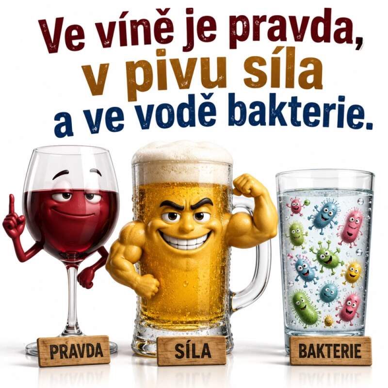 Levně Ve víně je pravda, v pivu síla a ve vodě bakterie (NAŽEHLOVAČKA)