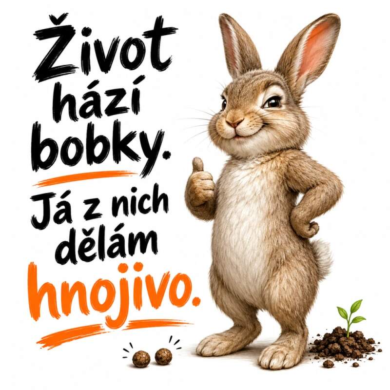 Levně Život hází bobky | vtipný králík na textil (NAŽEHLOVAČKA)