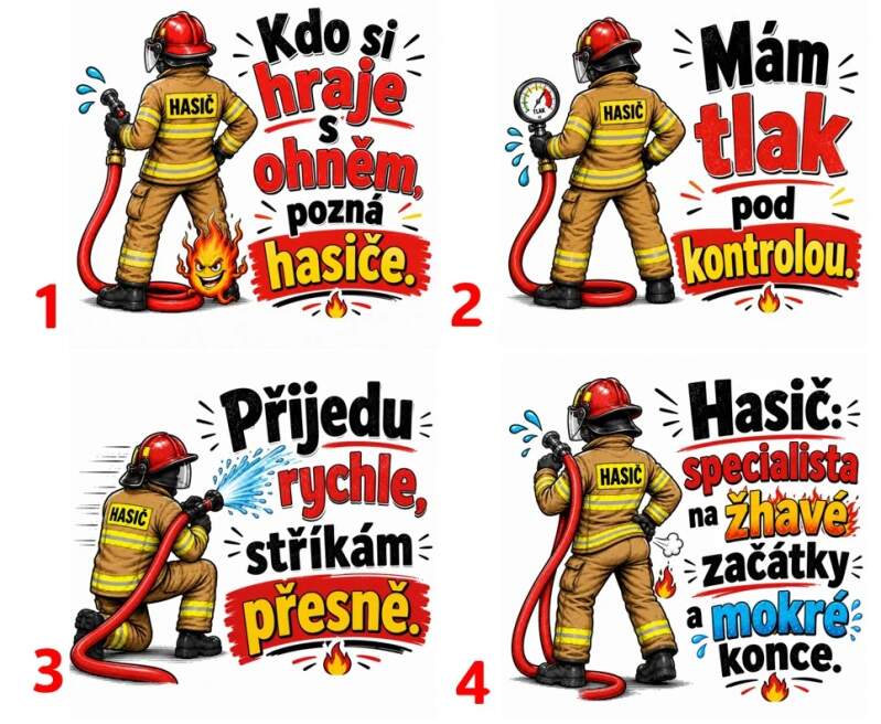 Levně Hasič a vtipný text - 4 motivy (Nažehlovačka pes)