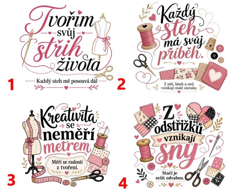Levně Švadlenka a text - 4 motivy (Nažehlovačka pes)