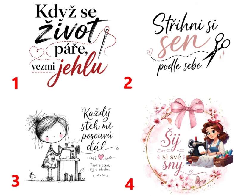 Levně Švadleny a text - 4 motivy (Nažehlovačka pes)