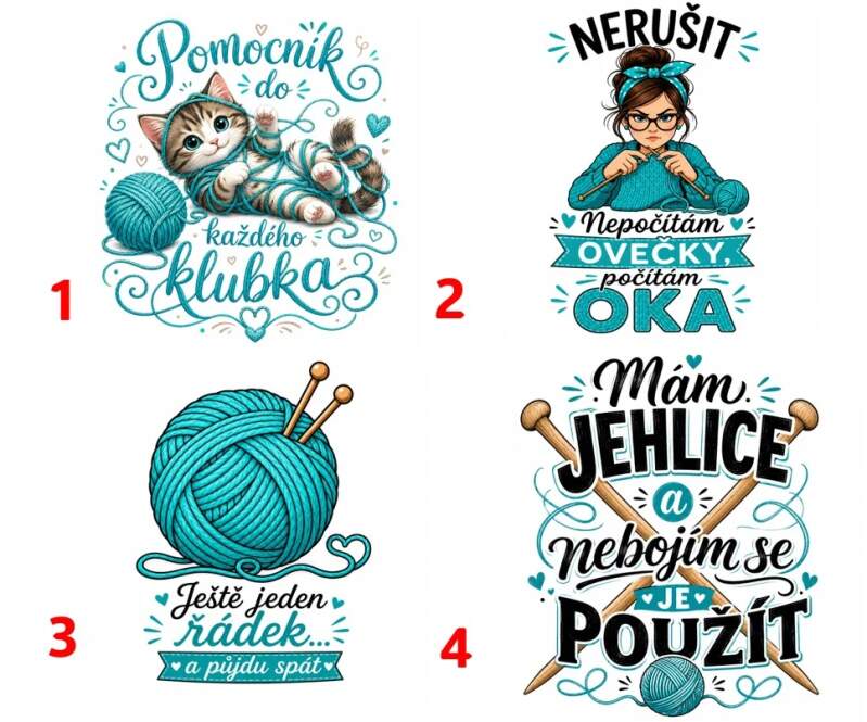 Levně Vtipné motivy pro pletařky - 4 motivy (Nažehlovačka pes)