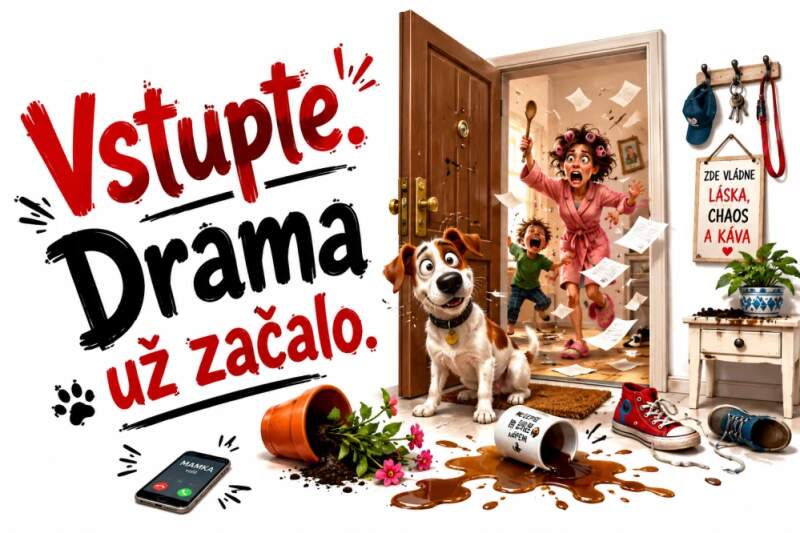 Levně Vstupte, drama už začalo (hliníková cedulka - pozor pes)