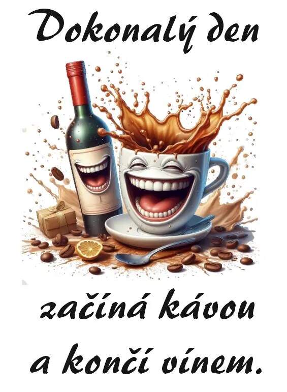 Levně Dokonalý den začína kávou a končí vínem (NAŽEHLOVAČKA)