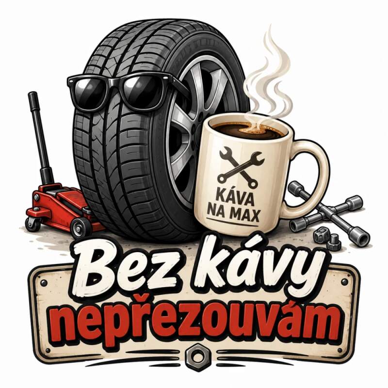 Levně Pneuservis - bez kávy nepřezouvám (NAŽEHLOVAČKA)