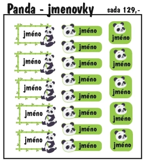 Set jmenovek s pandou 36ks