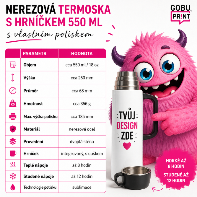 nerezová termoska s hrníčkem