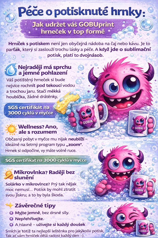 péče o potisknuté hrnky