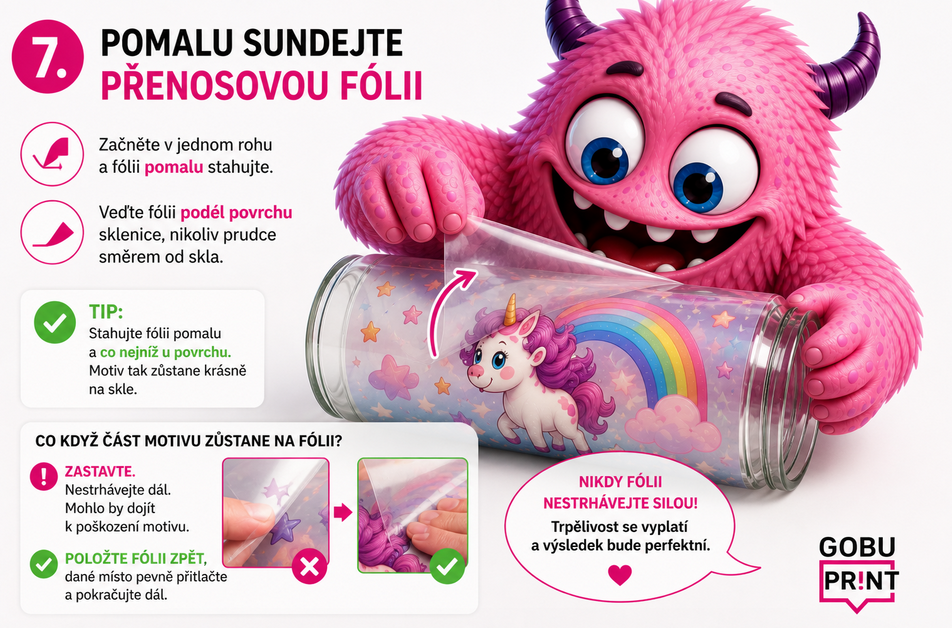pomalu sundej přenosovou folii