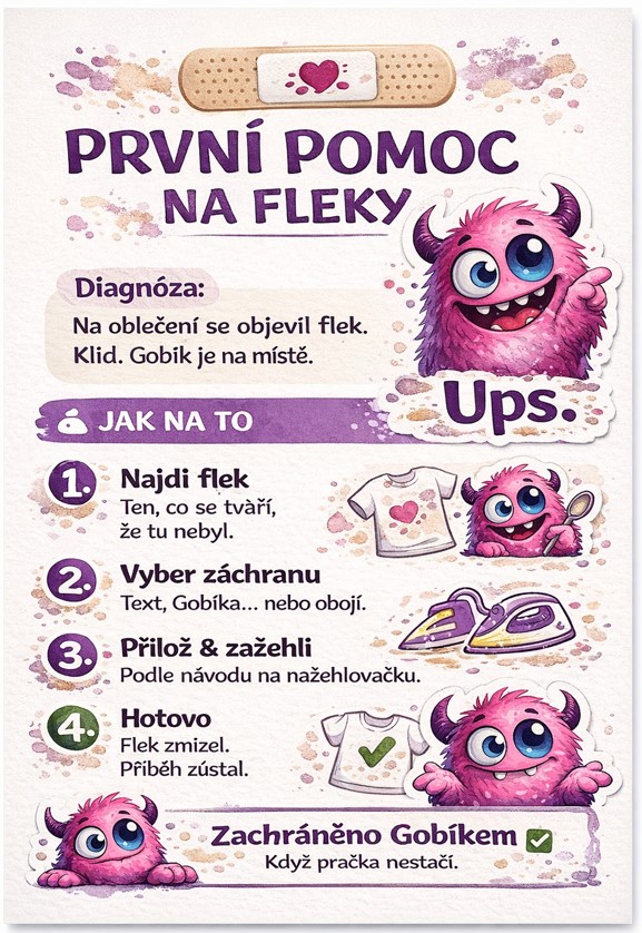 první pomoc na skvrny a fleky - nažehlovačka